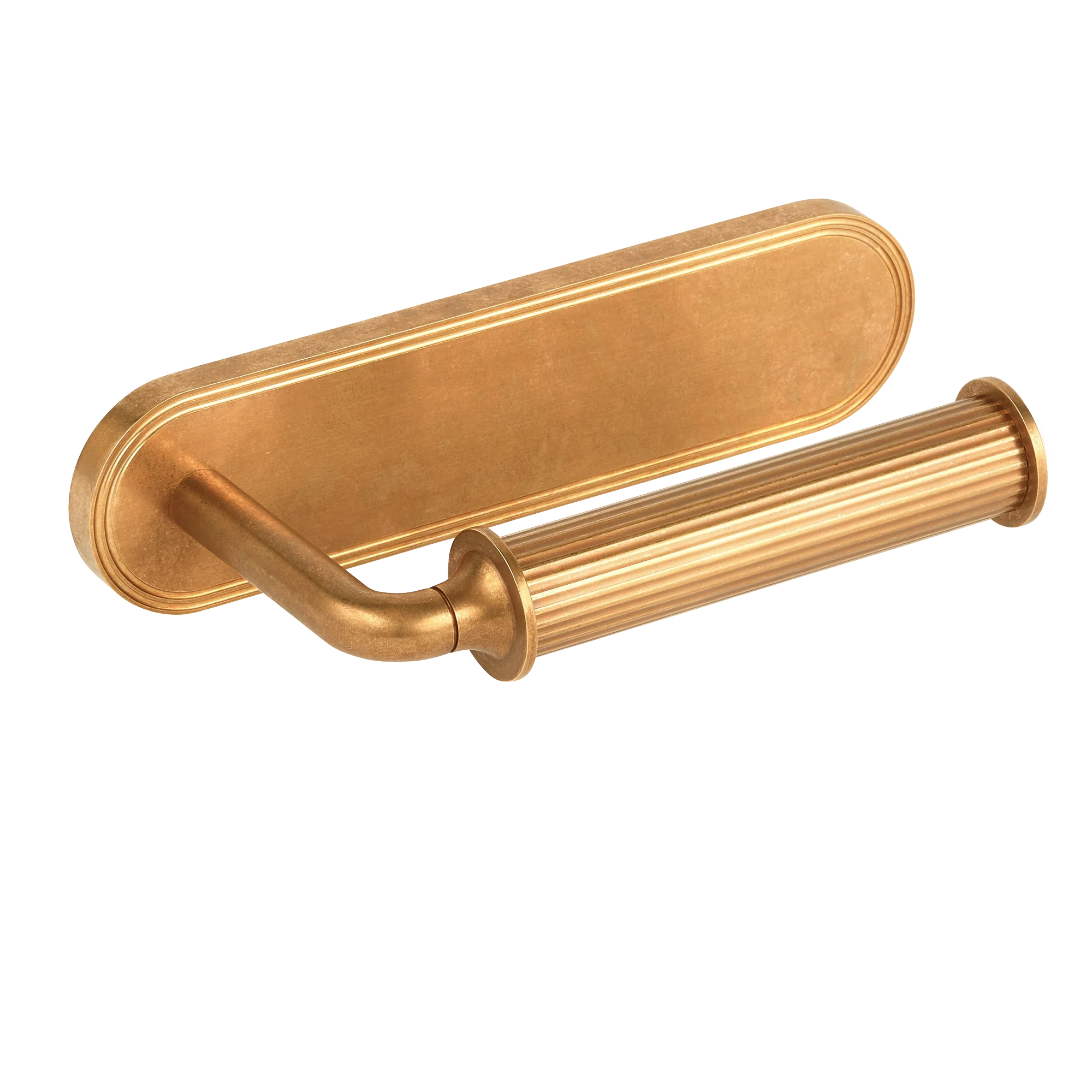 Armac Martin Barwick Ridged Toilet Roll Holder with Backplate in 175mm / Right Hand / Burnished Brass