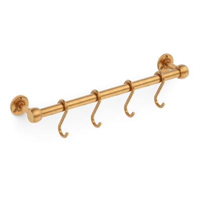 Armac Martin Cotswold Pot Rail & S Hooks in 500mm + 4 S Hooks / Burnished Brass