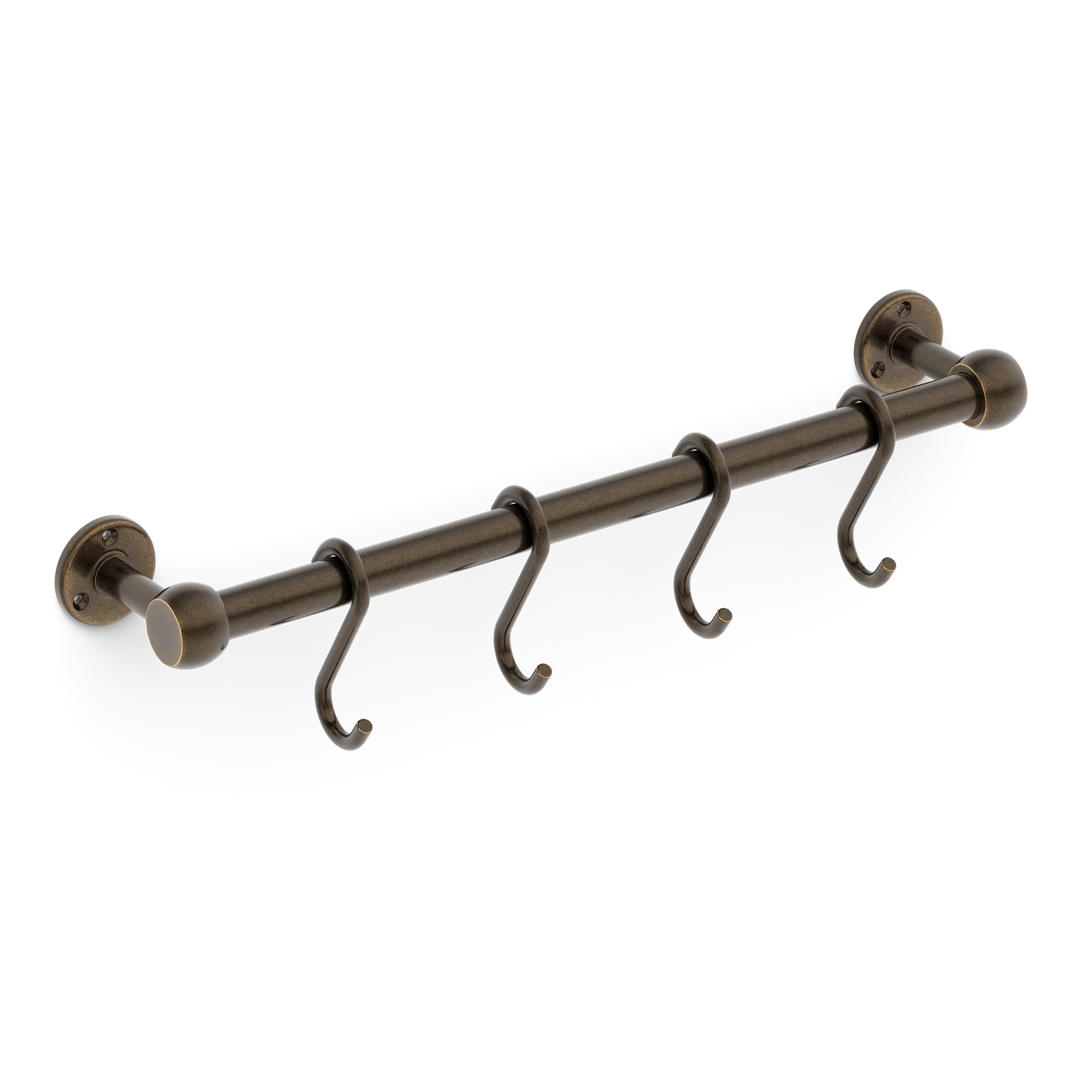 Armac Martin Cotswold Pot Rail & S Hooks in 500mm + 4 S Hooks / Dark Aged Brass