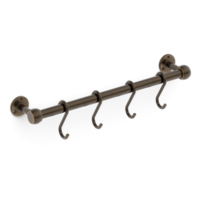 Armac Martin Cotswold Pot Rail & S Hooks in 500mm + 4 S Hooks / Dark Aged Brass