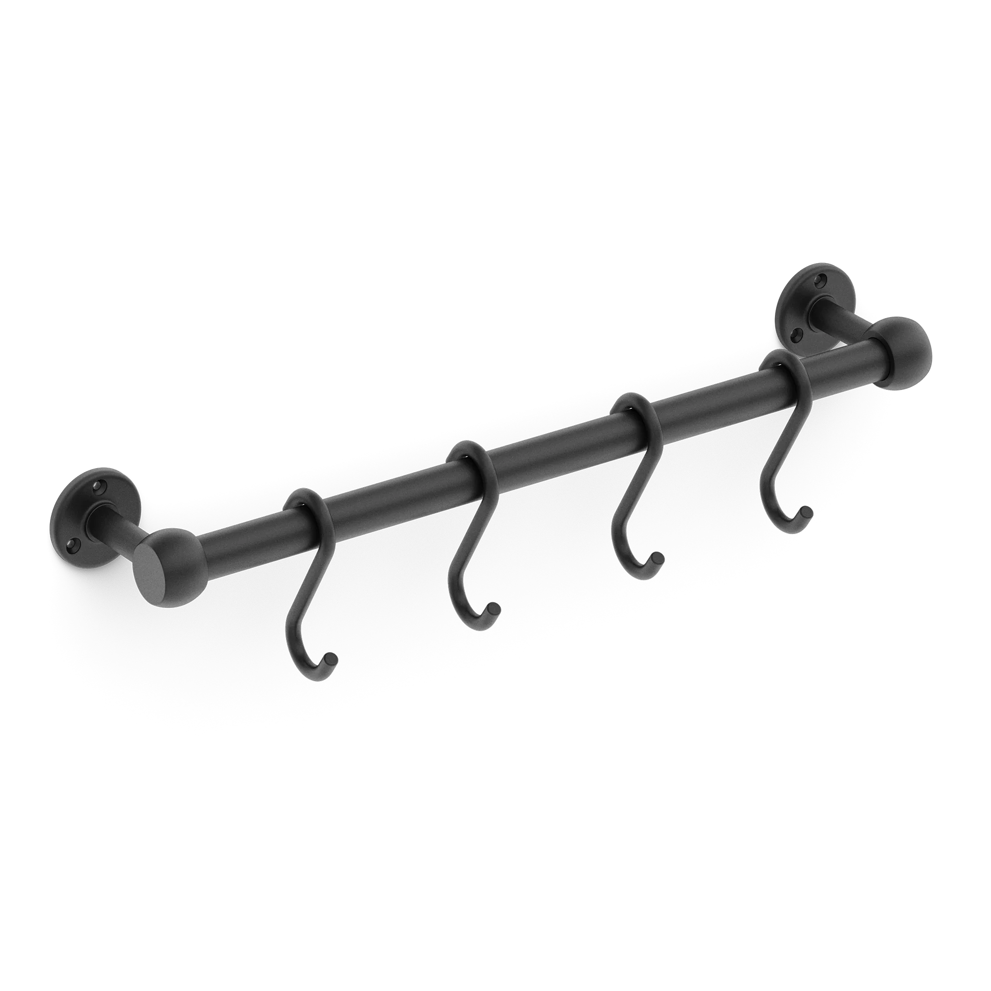 Armac Martin Cotswold Pot Rail & S Hooks in 500mm + 4 S Hooks / Matt Black Lacquered