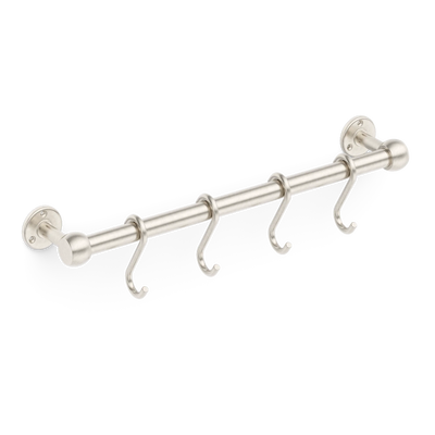 Armac Martin Cotswold Pot Rail & S Hooks in 500mm + 4 S Hooks / Barrelled Nickel Plate