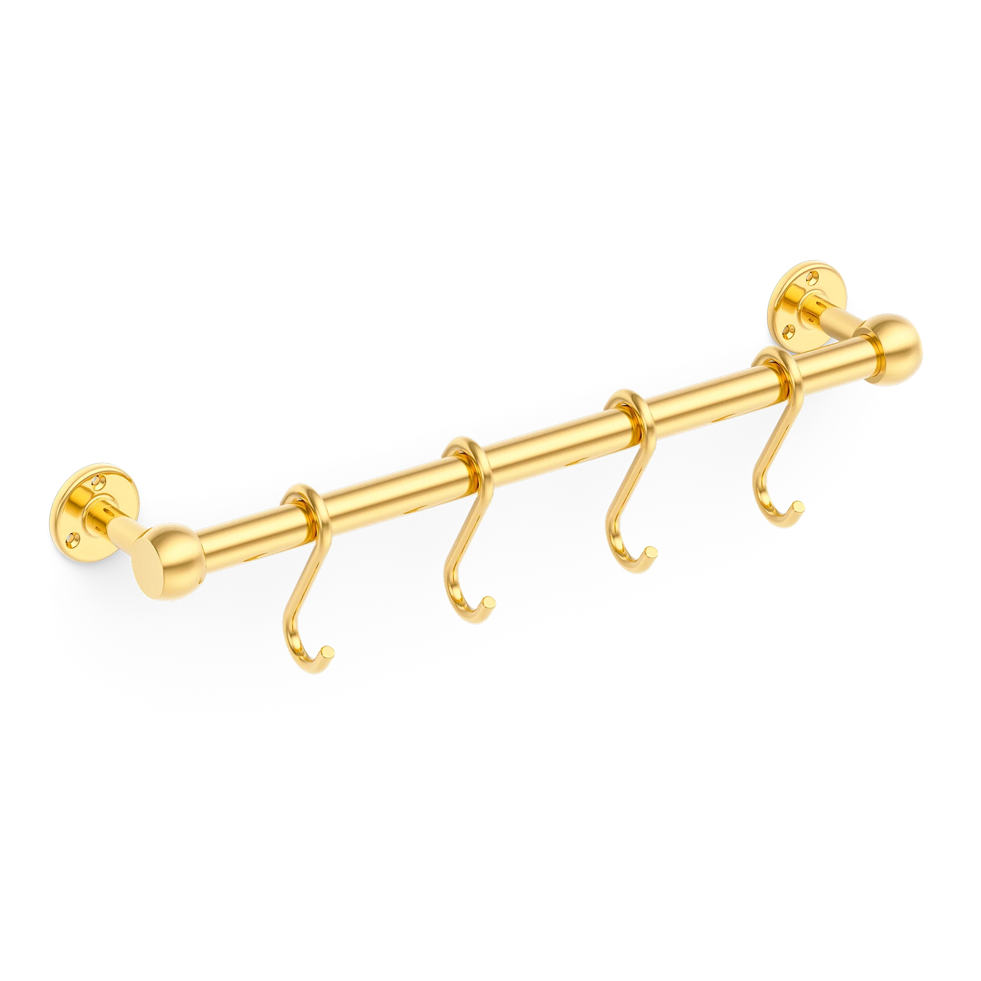 Armac Martin Cotswold Pot Rail & S Hooks in 500mm + 4 S Hooks / Polished Brass Lacquered