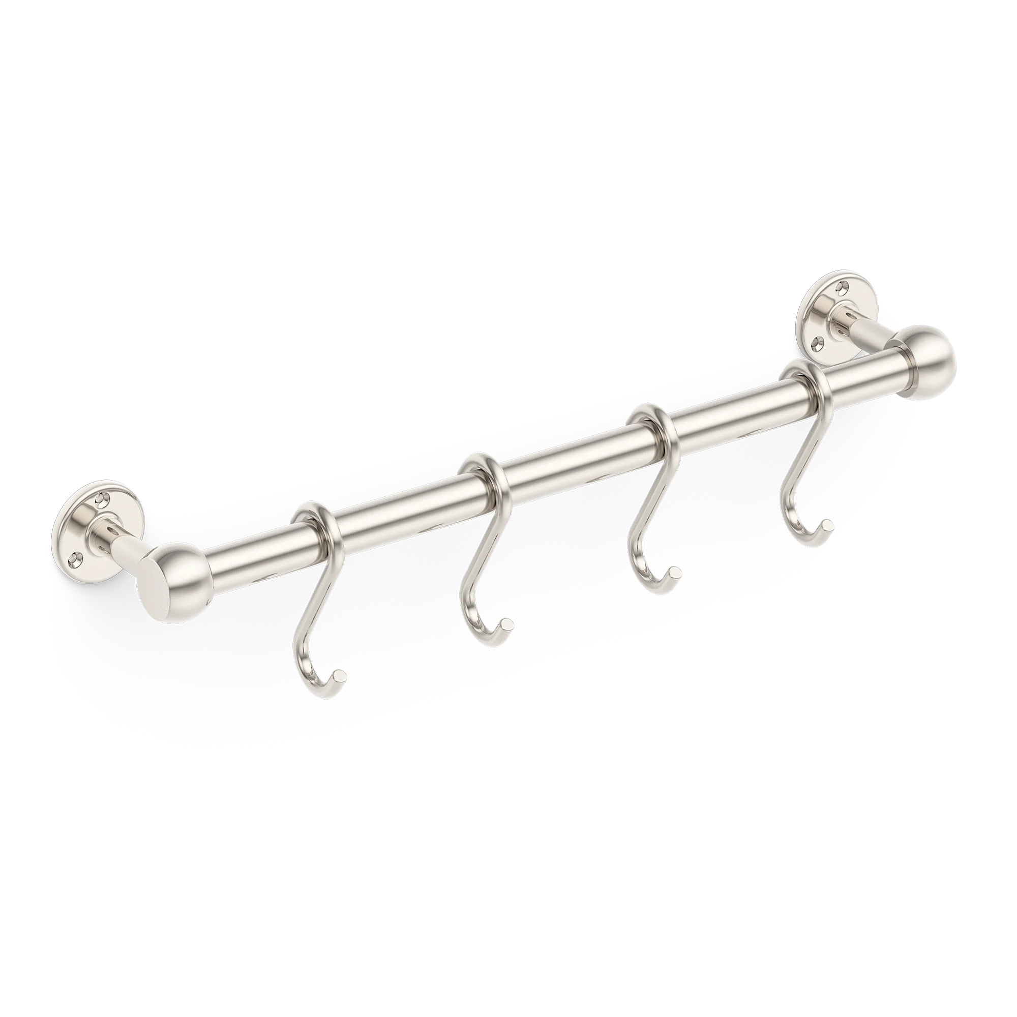 Armac Martin Cotswold Pot Rail & S Hooks in 500mm + 4 S Hooks / Polished Nickel Plate