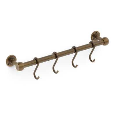 Armac Martin Cotswold Pot Rail & S Hooks in 500mm + 4 S Hooks / Satin Antique Satin Lacquered