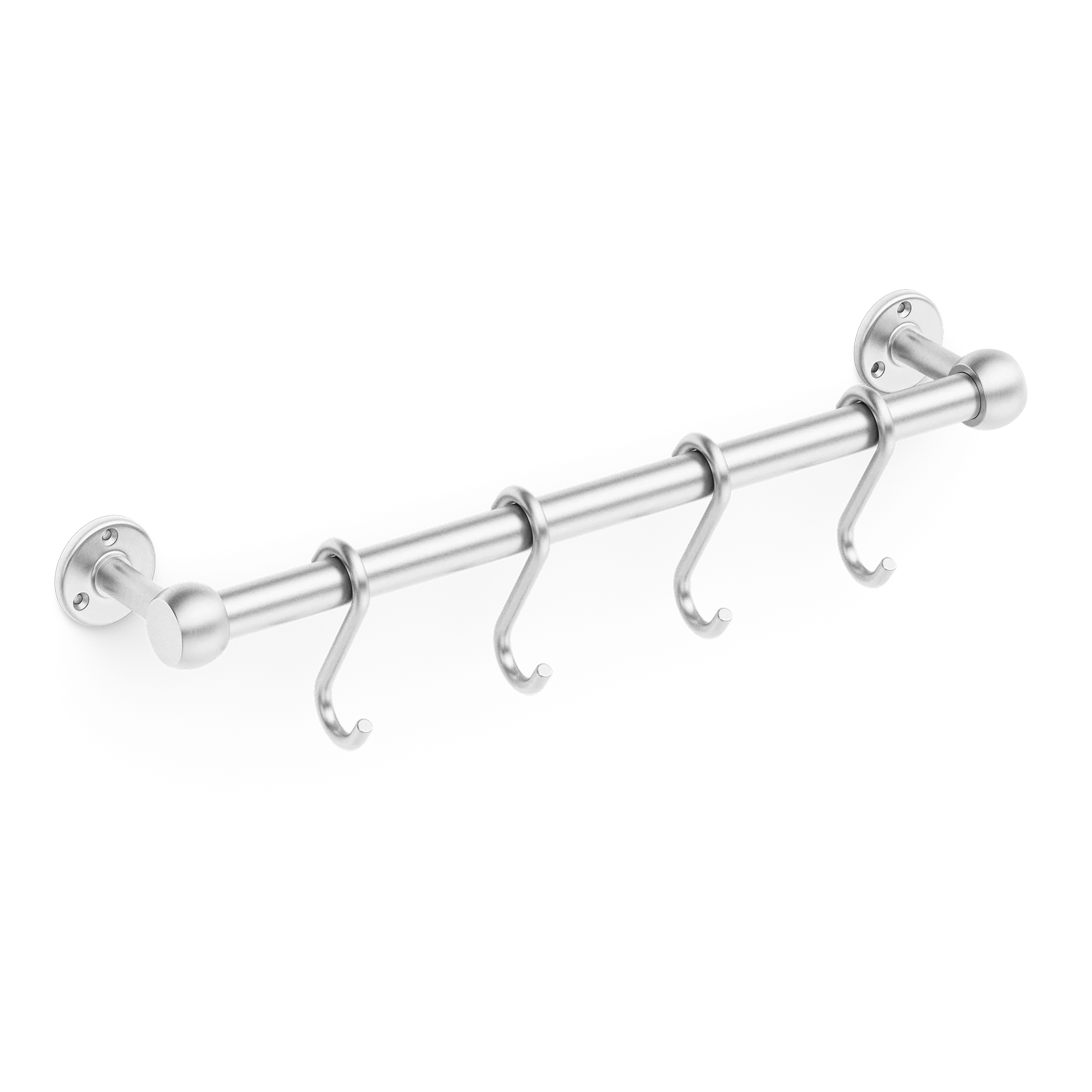 Armac Martin Cotswold Pot Rail & S Hooks in 500mm + 4 S Hooks / Satin Chrome Plate