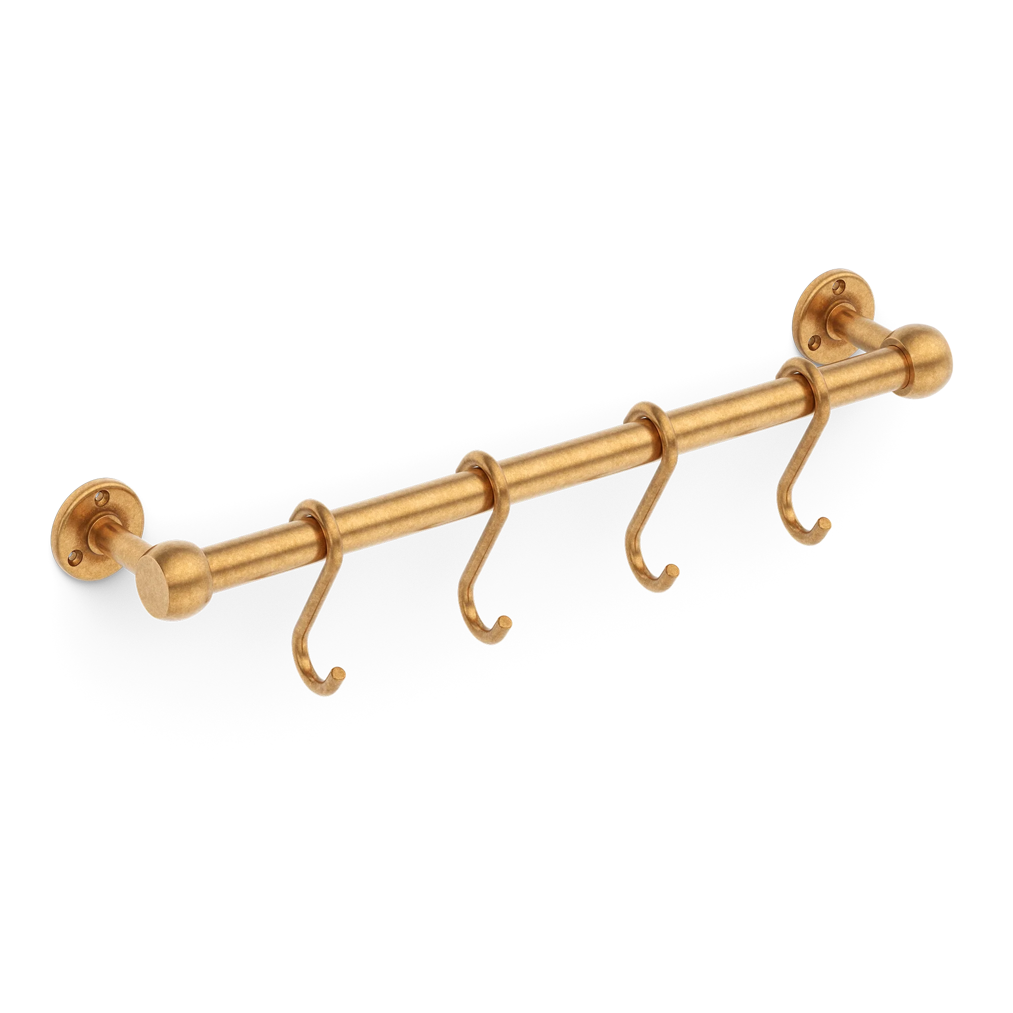 Armac Martin Cotswold Slim Pot Rail & S Hooks in 500mm + 4 S Hooks / Burnished Brass