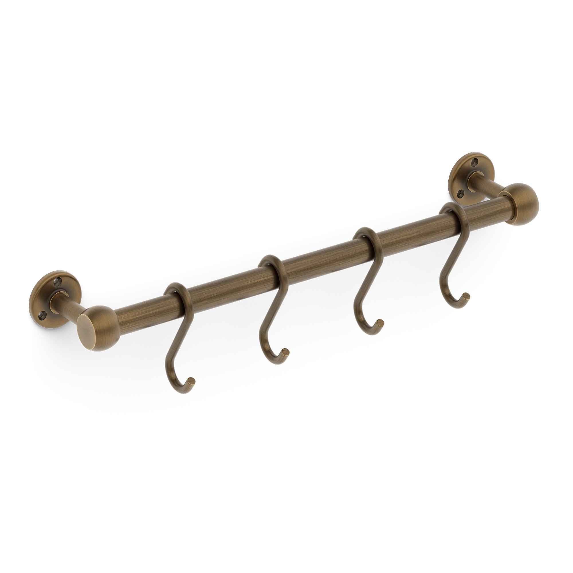 Armac Martin Cotswold Slim Pot Rail & S Hooks in 500mm + 4 S Hooks / Satin Antique Satin Lacquered