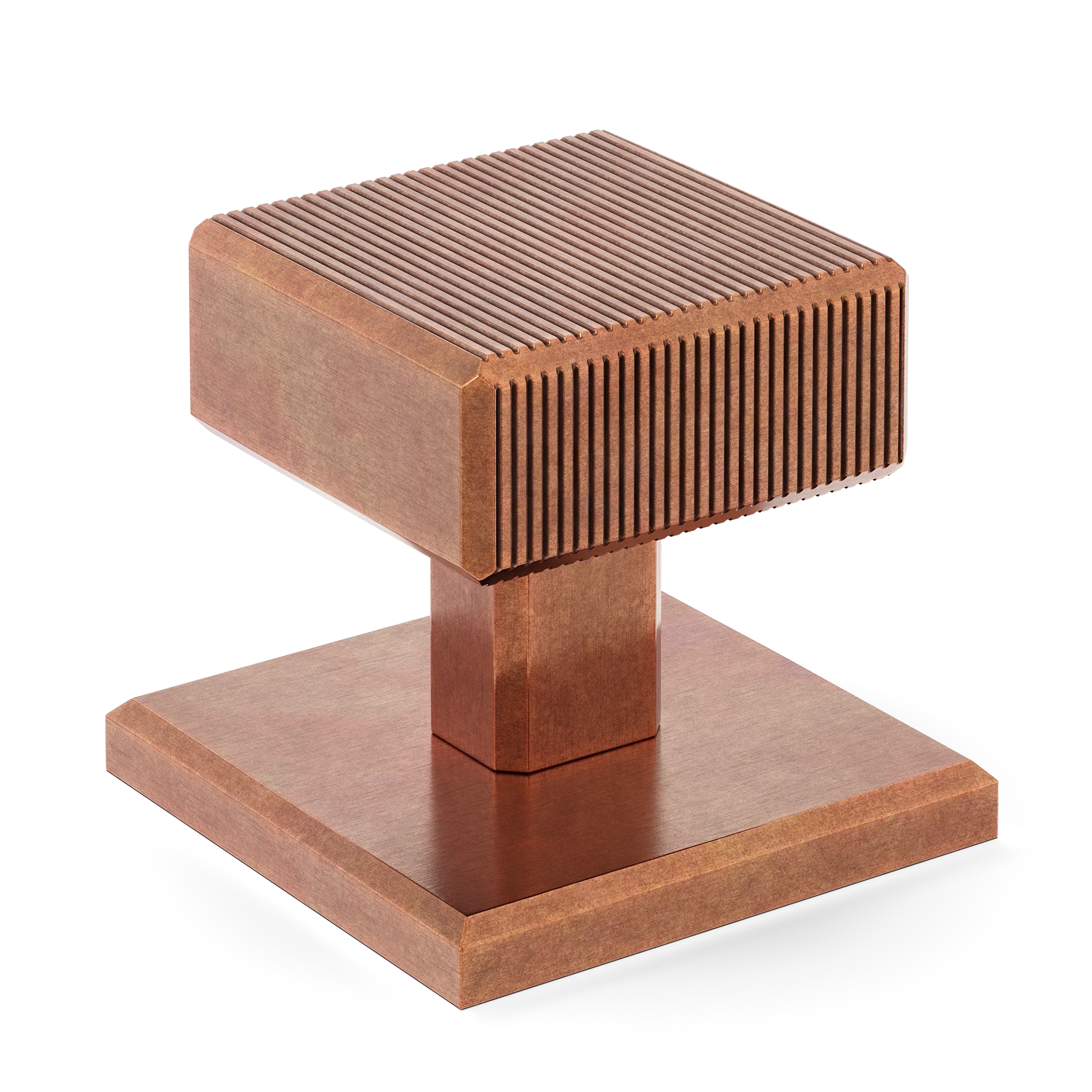 Armac Martin Digbeth Ridged Cabinet Knob with Backplate in 32mm / Aged Copper