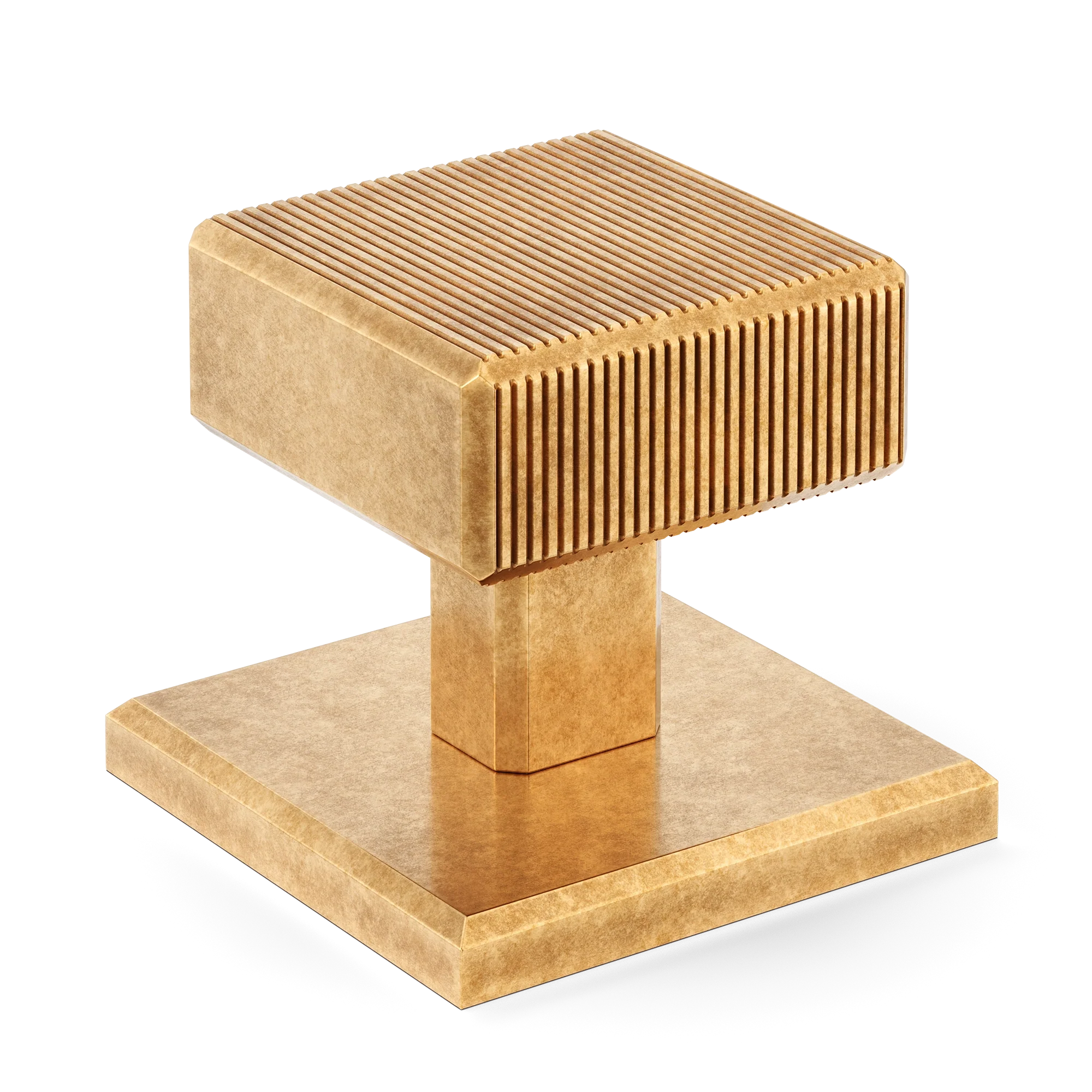 Armac Martin Digbeth Ridged Cabinet Knob with Backplate in 32mm / Burnished Brass