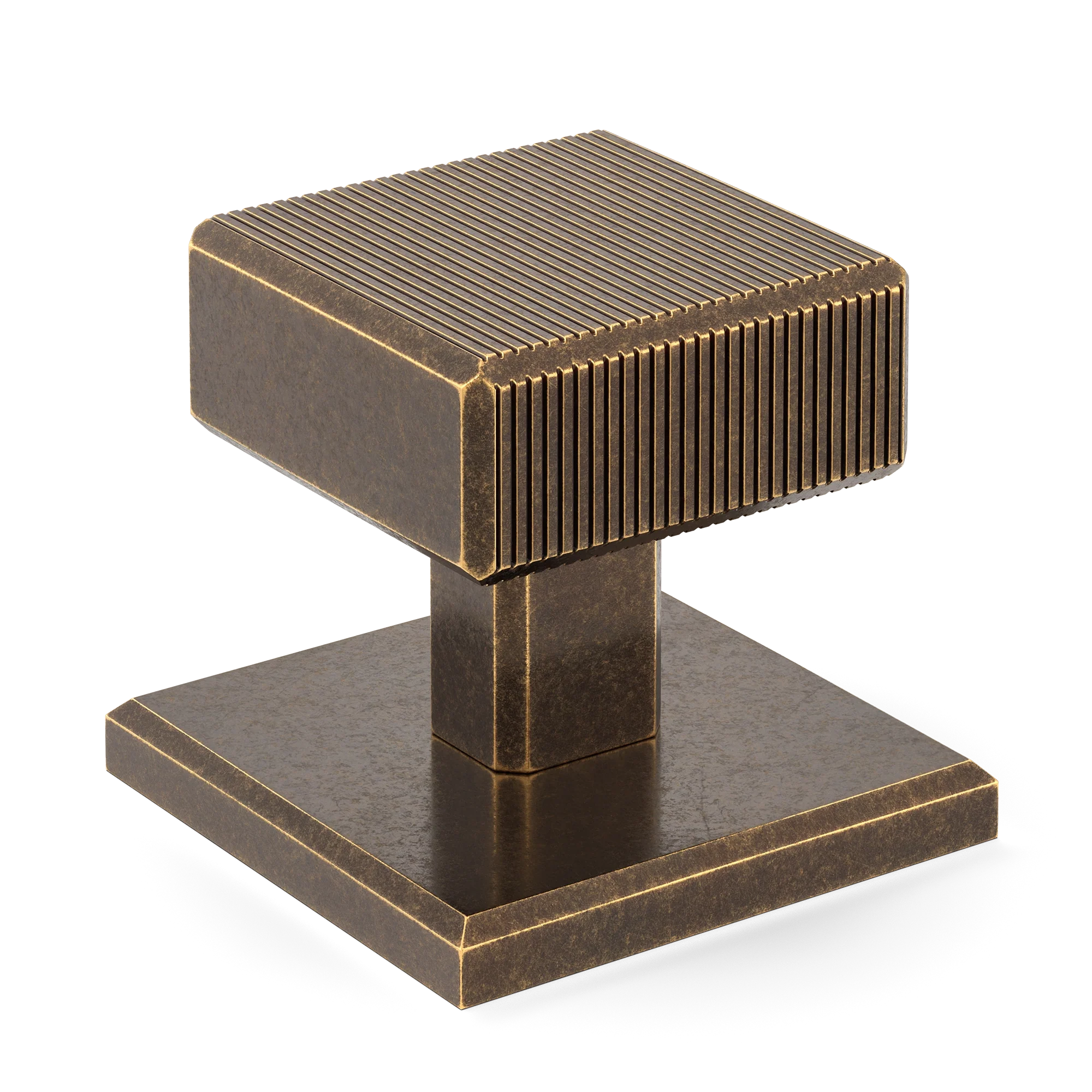 Armac Martin Digbeth Ridged Cabinet Knob with Backplate in 32mm / Dark Aged Brass