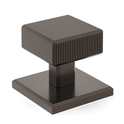 Armac Martin Digbeth Ridged Cabinet Knob with Backplate in 32mm / Dark Bronze