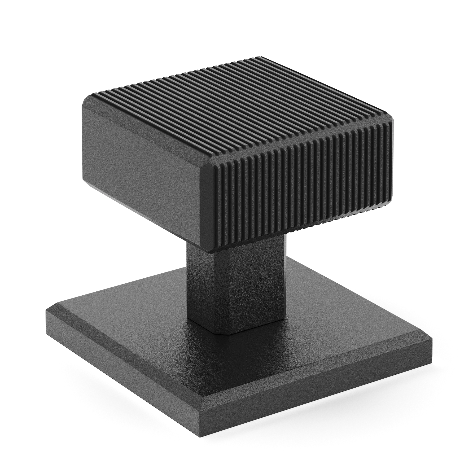 Armac Martin Digbeth Ridged Cabinet Knob with Backplate in 32mm / Matt Black Lacquered