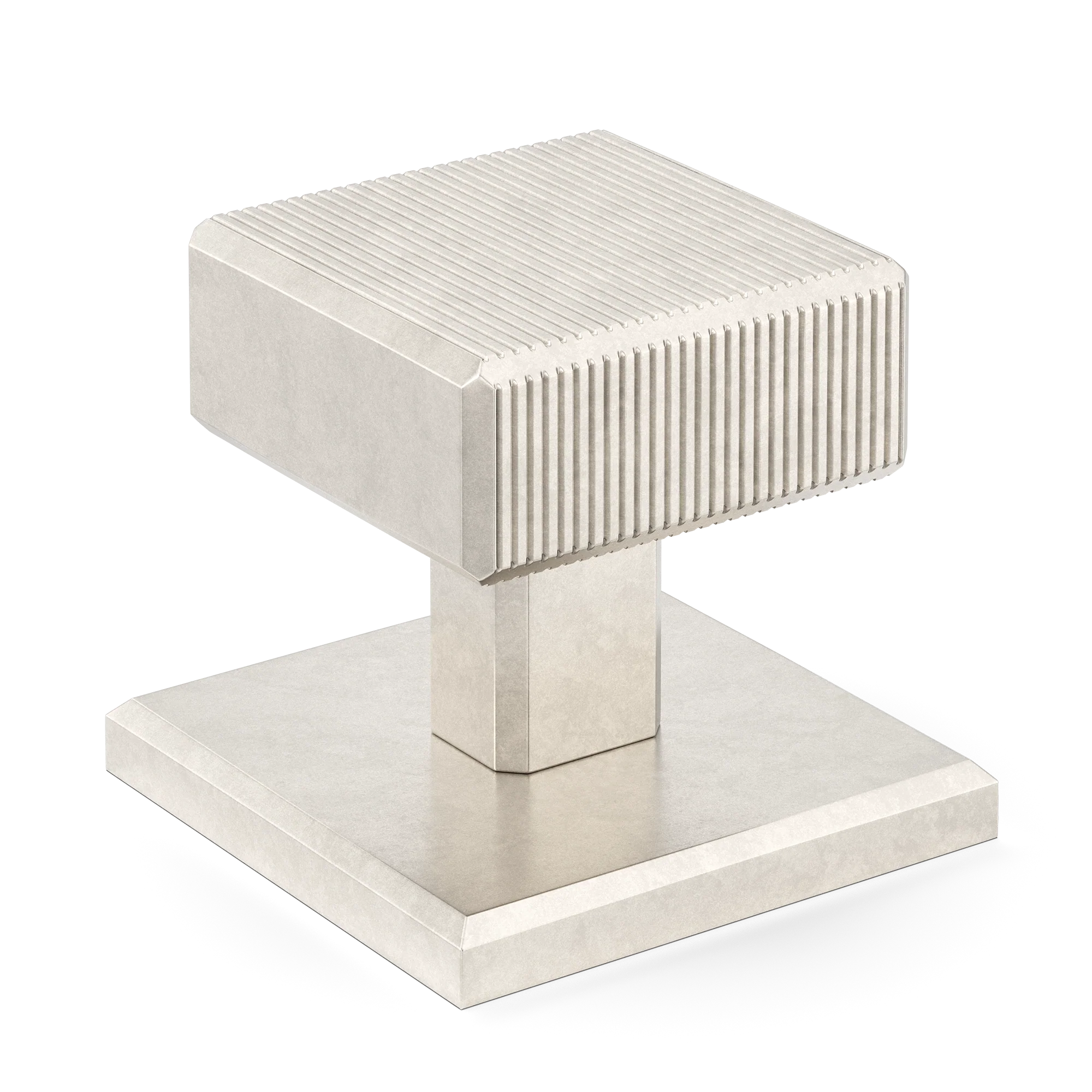 Armac Martin Digbeth Ridged Cabinet Knob with Backplate in 32mm / Barrelled Nickel Plate