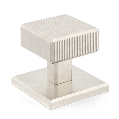 Armac Martin Digbeth Ridged Cabinet Knob with Backplate in 32mm / Barrelled Nickel Plate