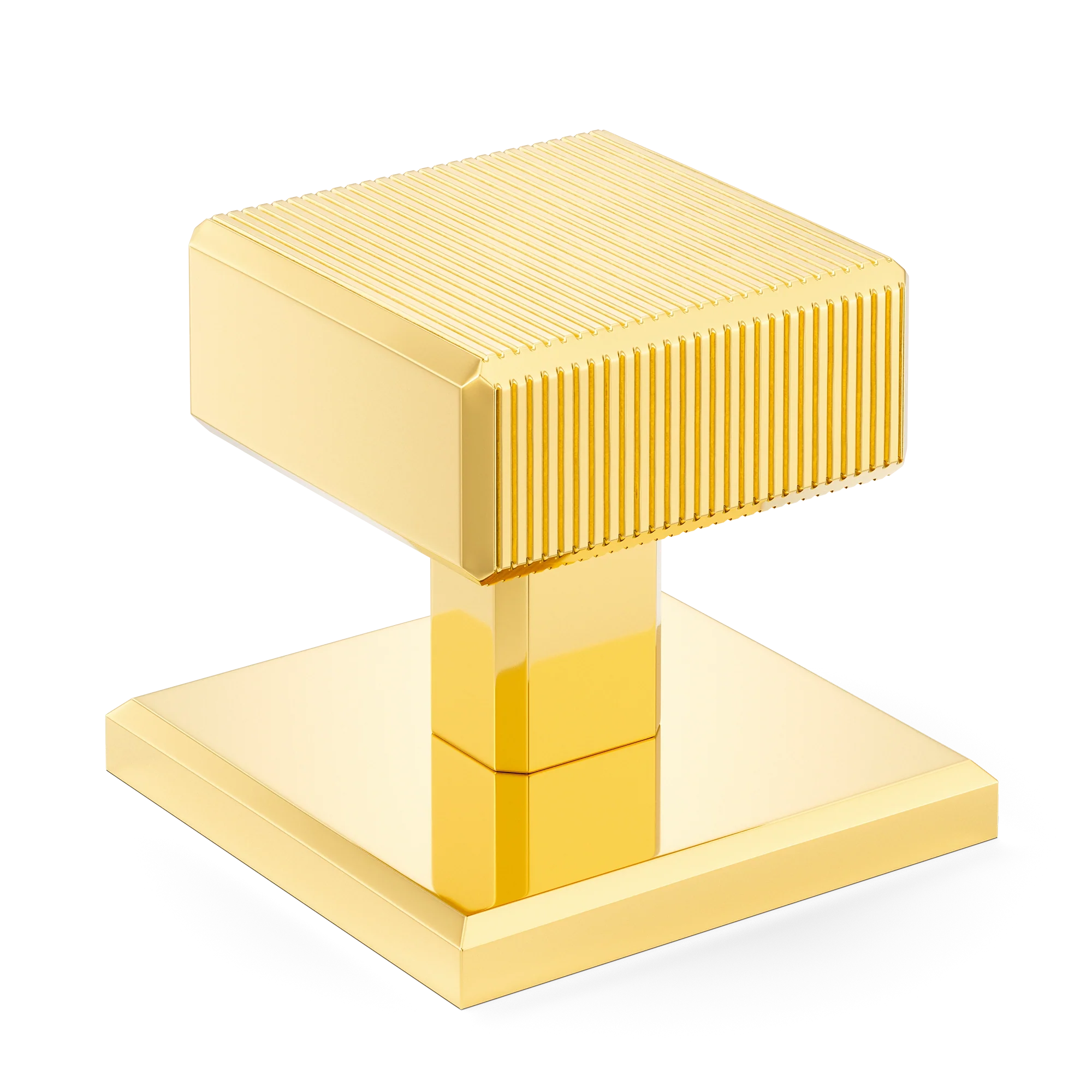 Armac Martin Digbeth Ridged Cabinet Knob with Backplate in 32mm / Polished Brass Lacquered