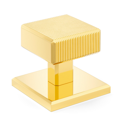 Armac Martin Digbeth Ridged Cabinet Knob with Backplate in 32mm / Polished Brass Lacquered