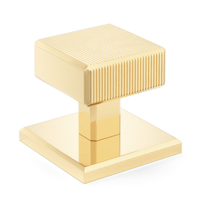 Armac Martin Digbeth Ridged Cabinet Knob with Backplate in 32mm / Polished Brass Unlacquered