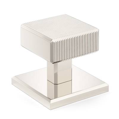 Armac Martin Digbeth Ridged Cabinet Knob with Backplate in 32mm / Polished Nickel Plate