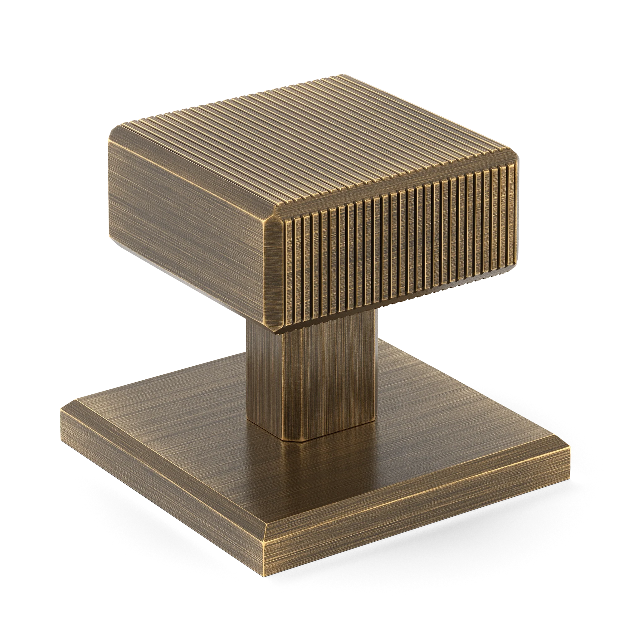Armac Martin Digbeth Ridged Cabinet Knob with Backplate in 32mm / Satin Antique Satin Lacquered