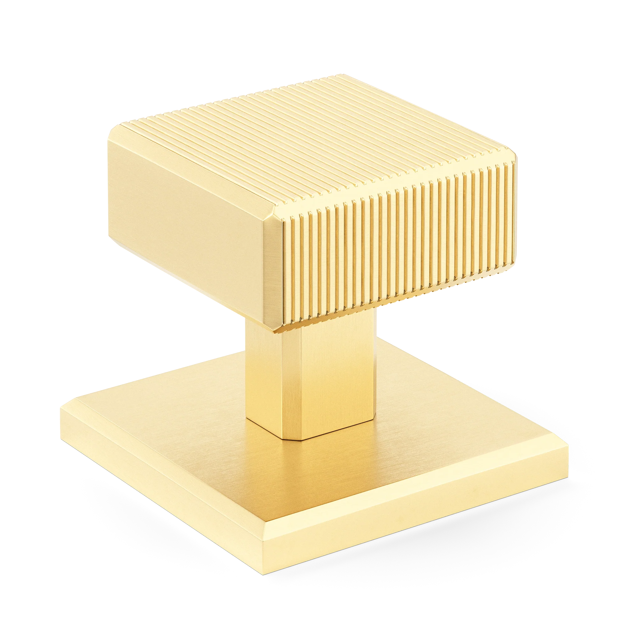Armac Martin Digbeth Ridged Cabinet Knob with Backplate in 32mm / Satin Brass Satin Lacquered