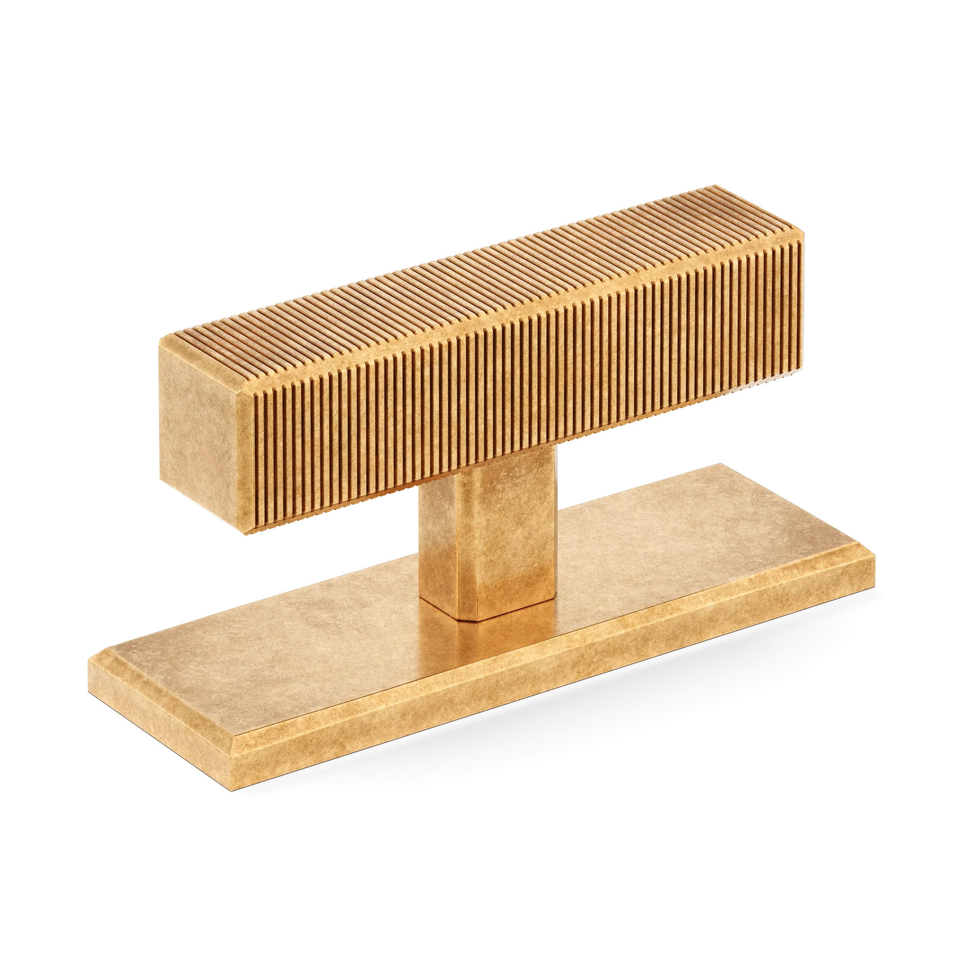Armac Martin Digbeth Ridged T-bar Handle with Backplate in 67mm / Burnished Brass