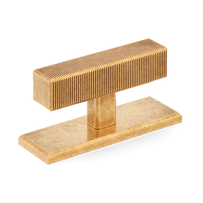 Armac Martin Digbeth Ridged T-bar Handle with Backplate in 67mm / Burnished Brass