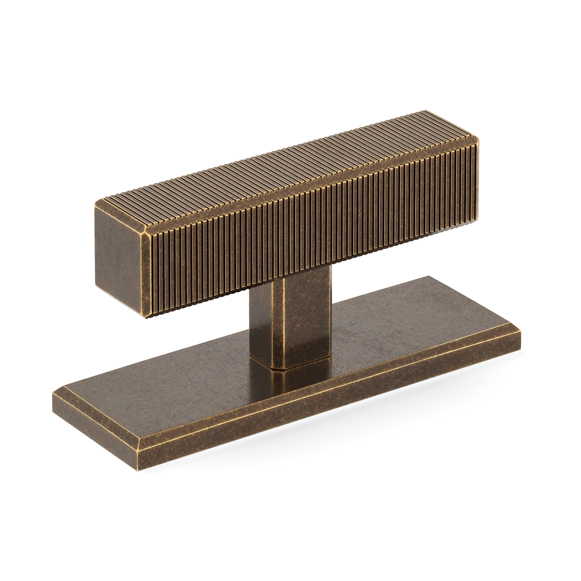 Armac Martin Digbeth Ridged T-bar Handle with Backplate in 67mm / Dark Aged Brass