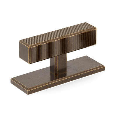 Armac Martin Digbeth Ridged T-bar Handle with Backplate in 67mm / Dark Aged Brass
