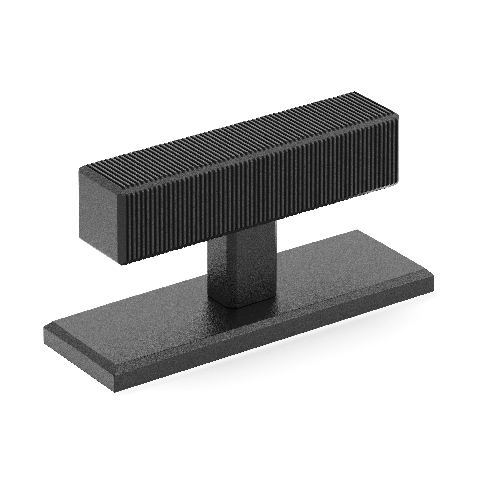 Armac Martin Digbeth Ridged T-bar Handle with Backplate in 67mm / Matt Black Lacquered