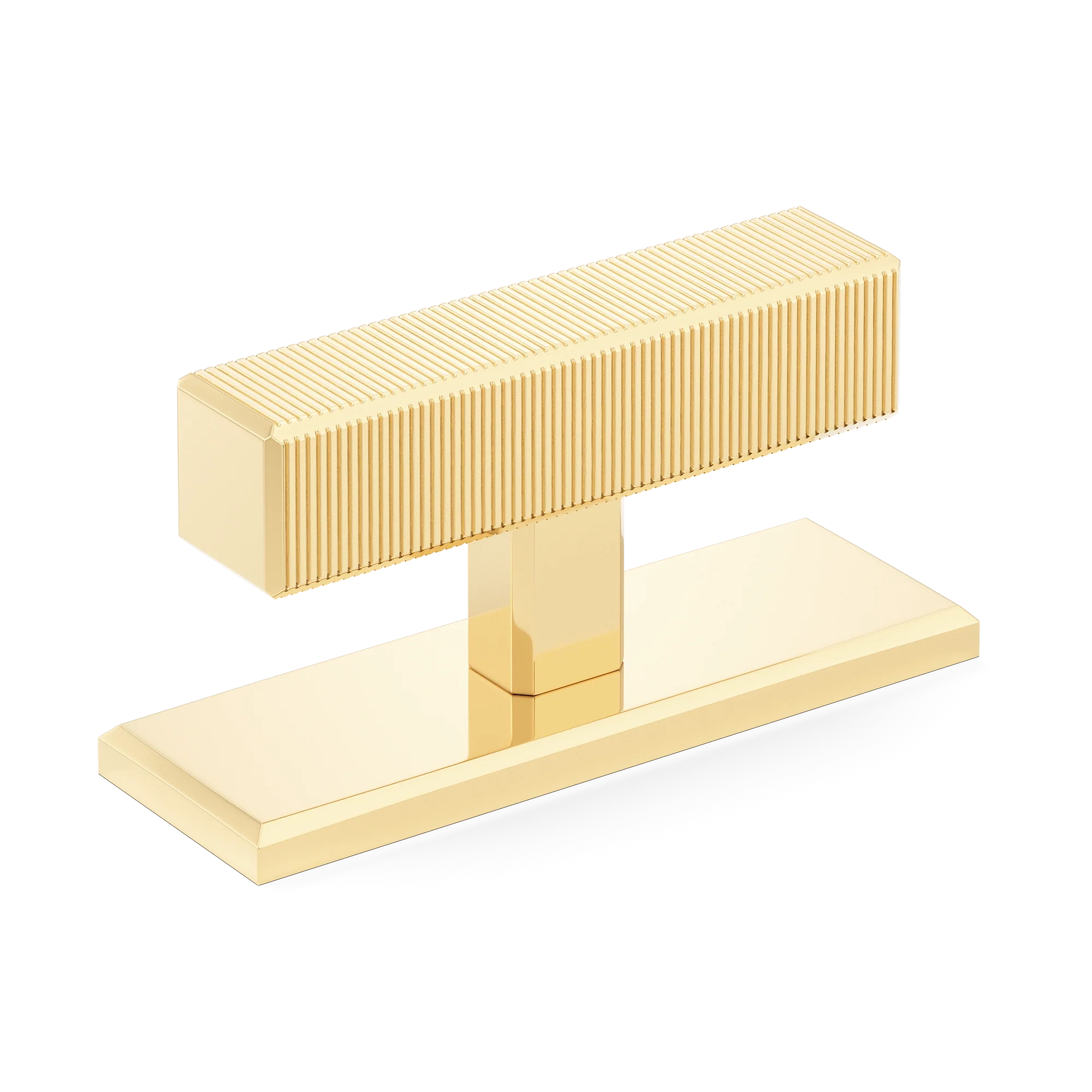Armac Martin Digbeth Ridged T-bar Handle with Backplate in 67mm / Polished Brass Unlacquered