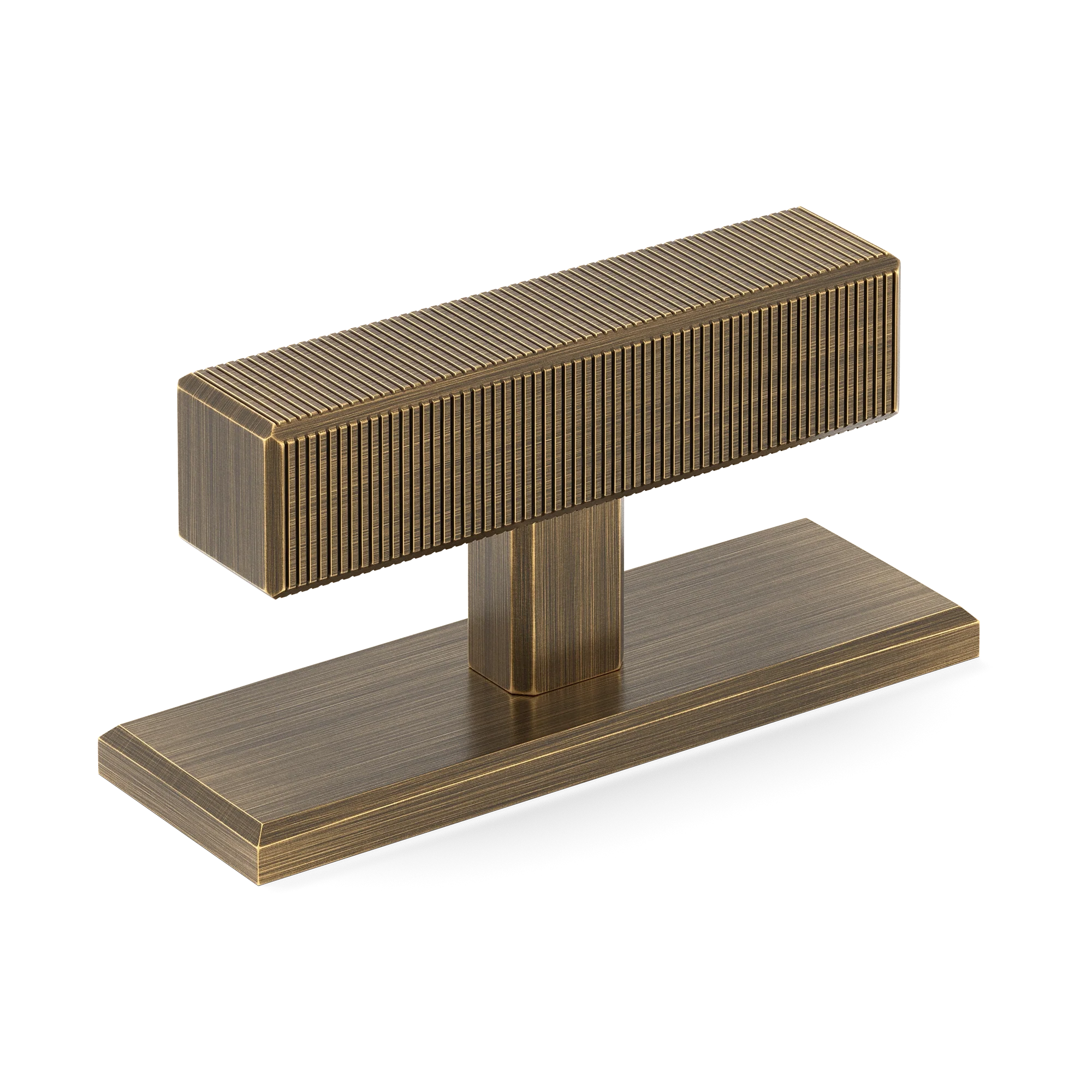 Armac Martin Digbeth Ridged T-bar Handle with Backplate in 67mm / Satin Antique Satin Lacquered