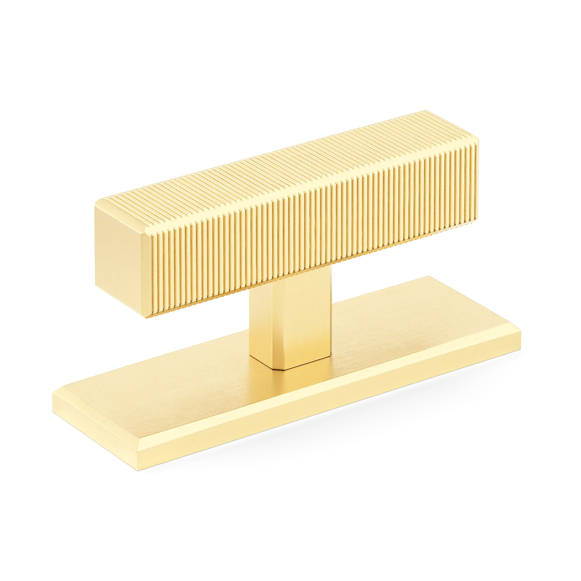 Armac Martin Digbeth Ridged T-bar Handle with Backplate in 67mm / Satin Brass Satin Lacquered