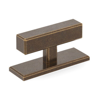Armac Martin Digbeth Plain T-bar Handle with Backplate in 67mm / Dark Aged Brass