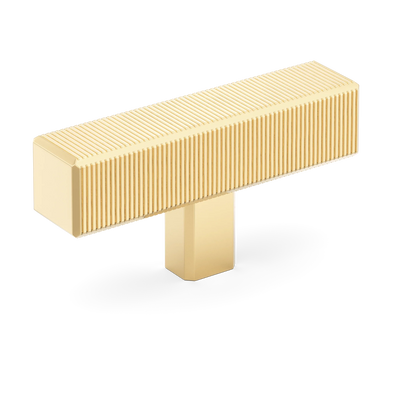 Armac Martin Digbeth Ridged T-bar without Backplate in 67mm / Polished Brass Unlacquered