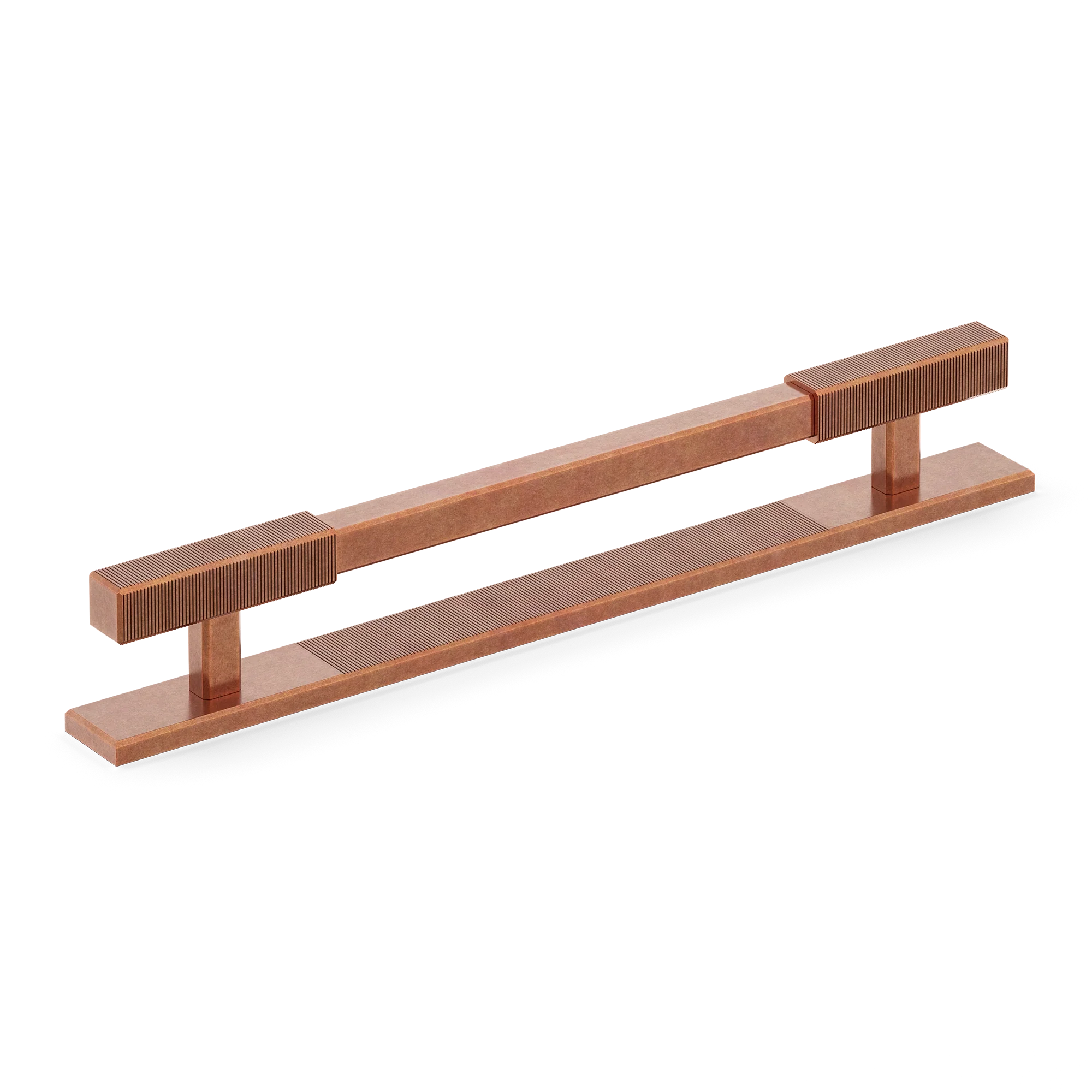 Armac Martin Digbeth Ridged Cabinet Handle with Backplate in 128mm / Aged Copper