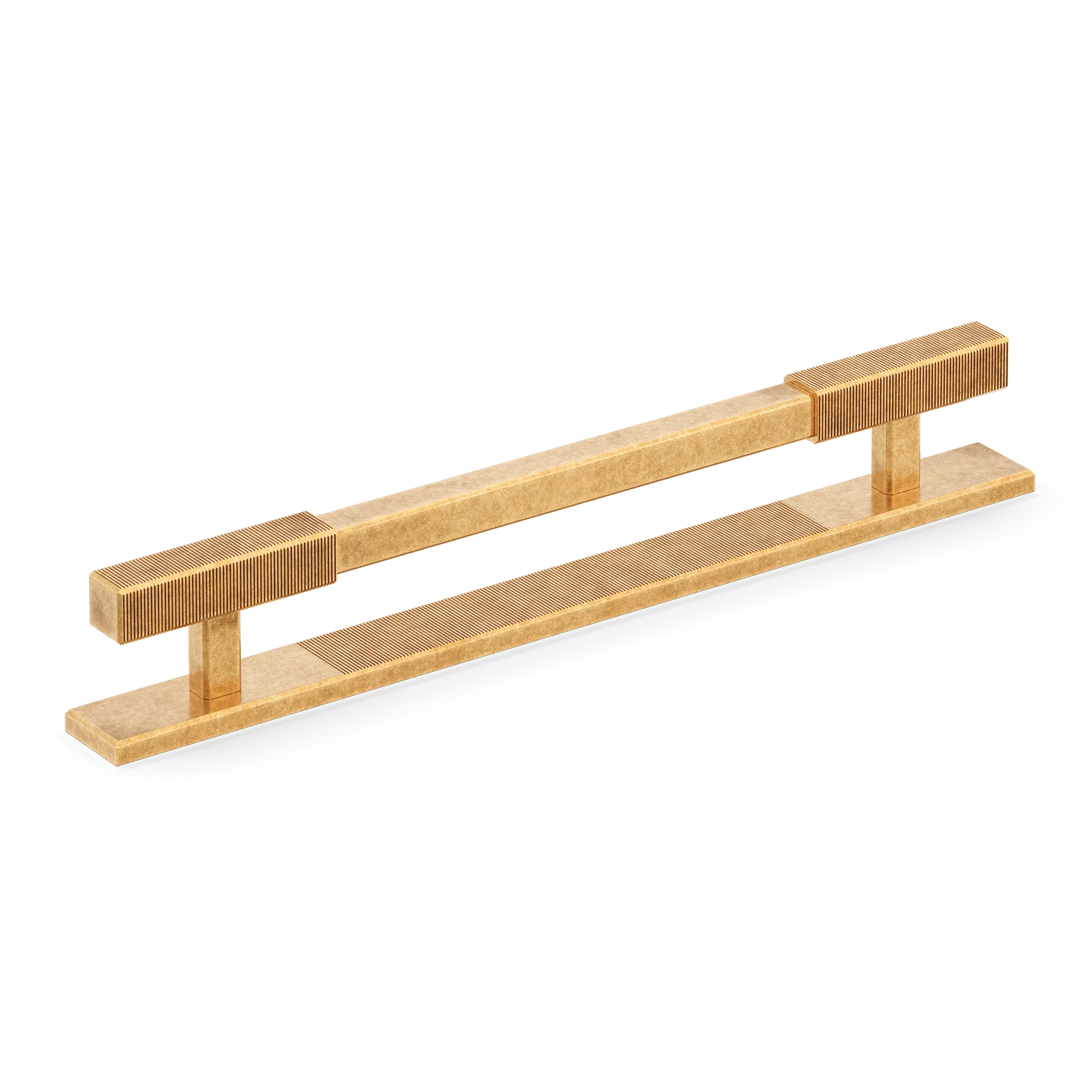 Armac Martin Digbeth Ridged Cabinet Handle with Backplate in 128mm / Burnished Brass