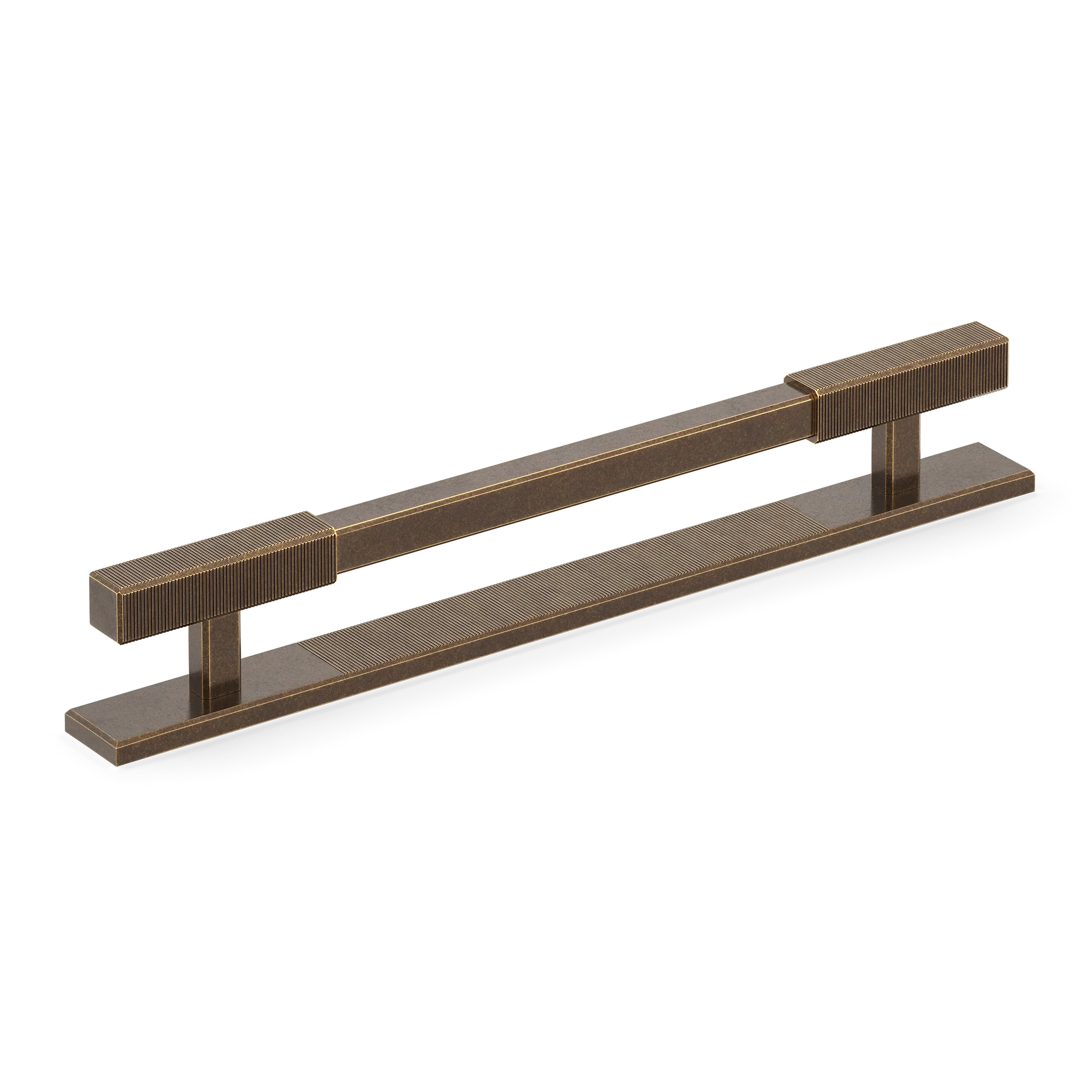 Armac Martin Digbeth Ridged Cabinet Handle with Backplate in 128mm / Dark Aged Brass