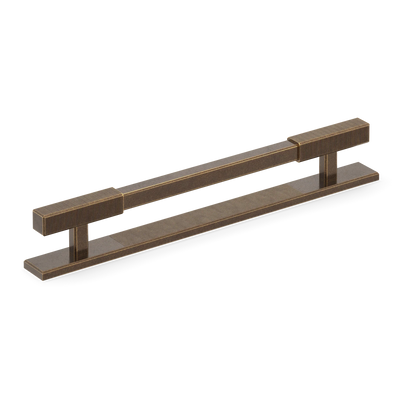 Armac Martin Digbeth Ridged Cabinet Handle with Backplate in 128mm / Dark Aged Brass