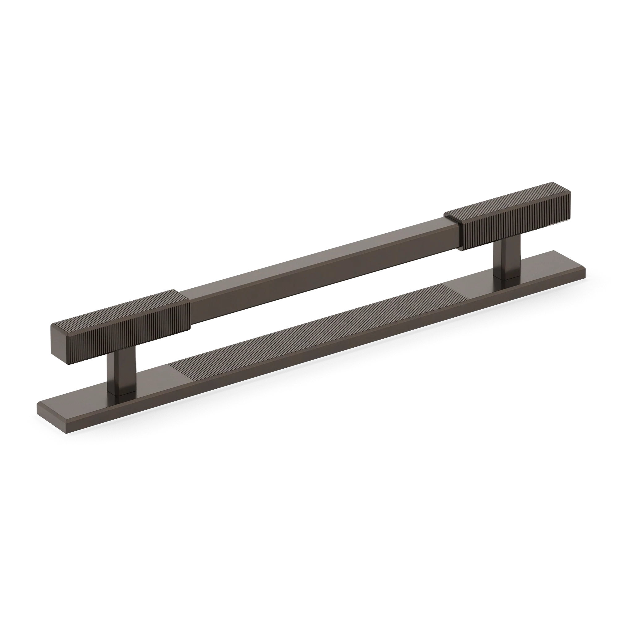 Armac Martin Digbeth Ridged Cabinet Handle with Backplate in 128mm / Dark Bronze