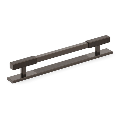 Armac Martin Digbeth Ridged Cabinet Handle with Backplate in 128mm / Dark Bronze