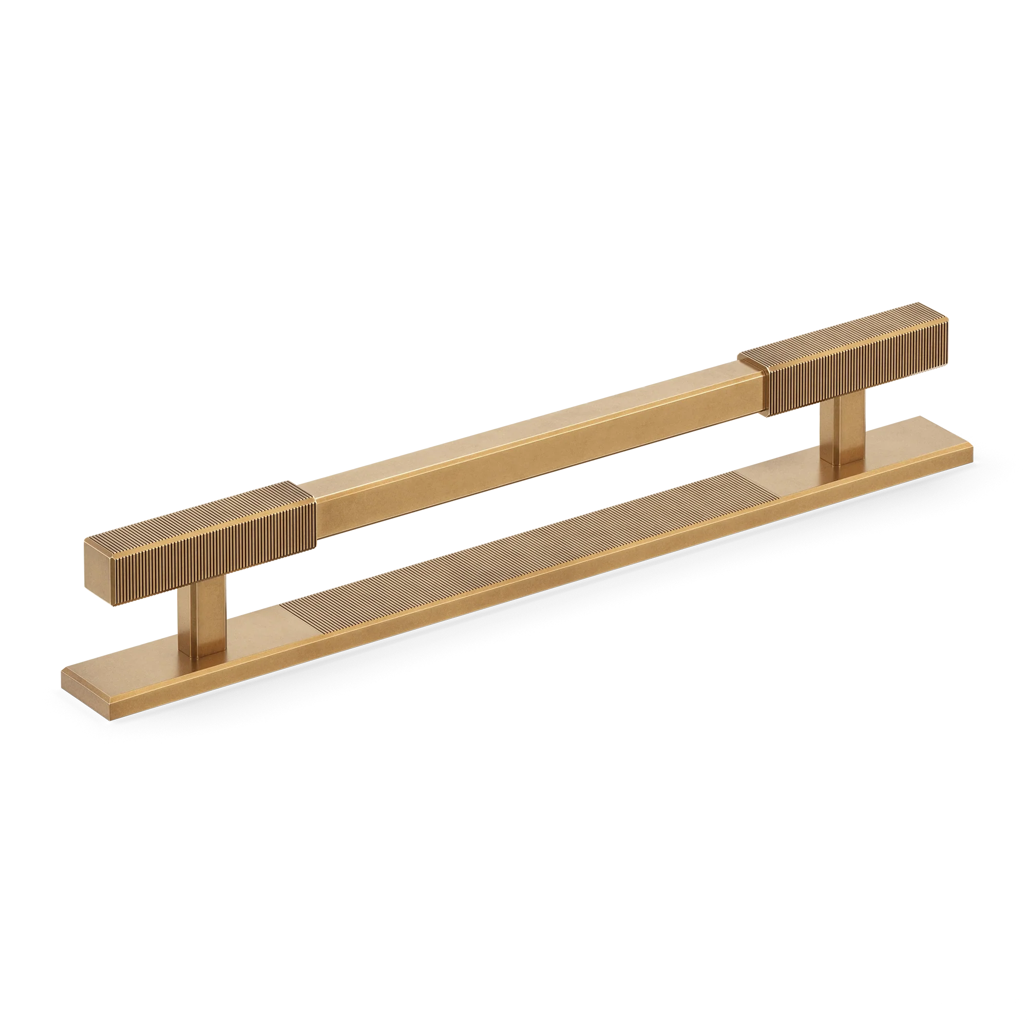 Armac Martin Digbeth Ridged Cabinet Handle with Backplate in 128mm / Fine English Antique