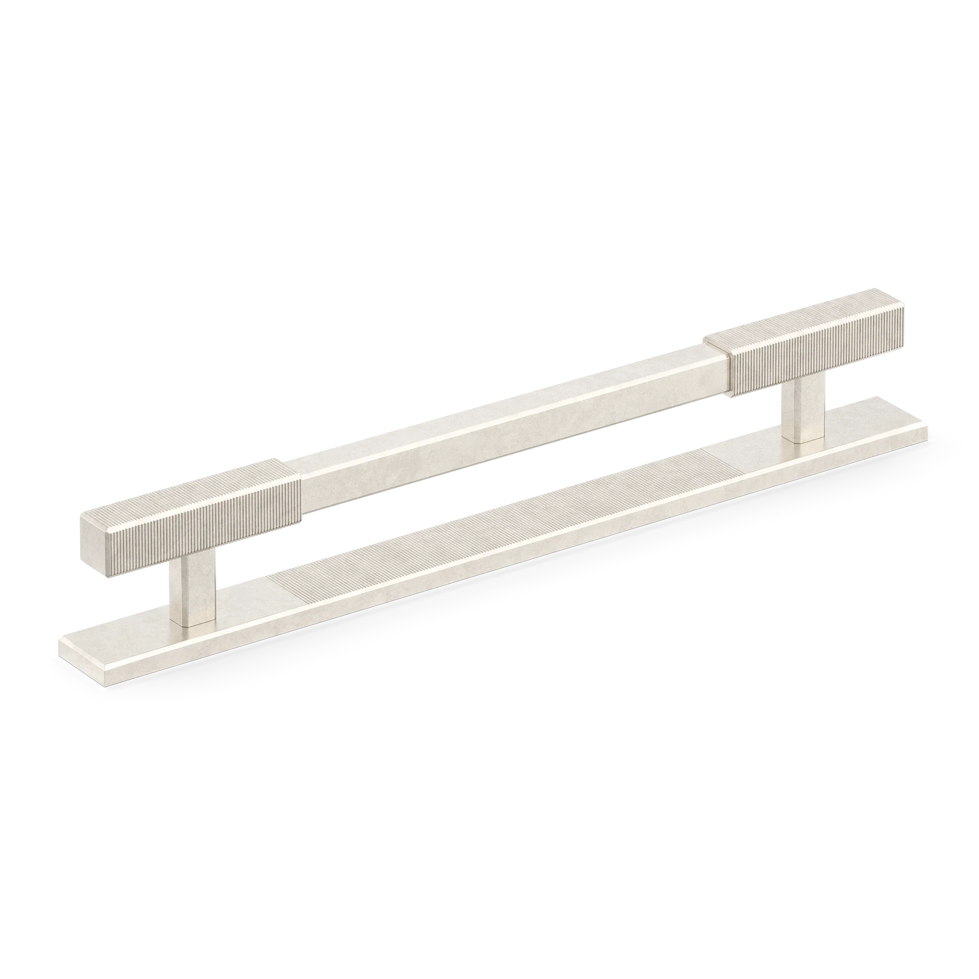 Armac Martin Digbeth Ridged Cabinet Handle with Backplate in 128mm / Barrelled Nickel Plate