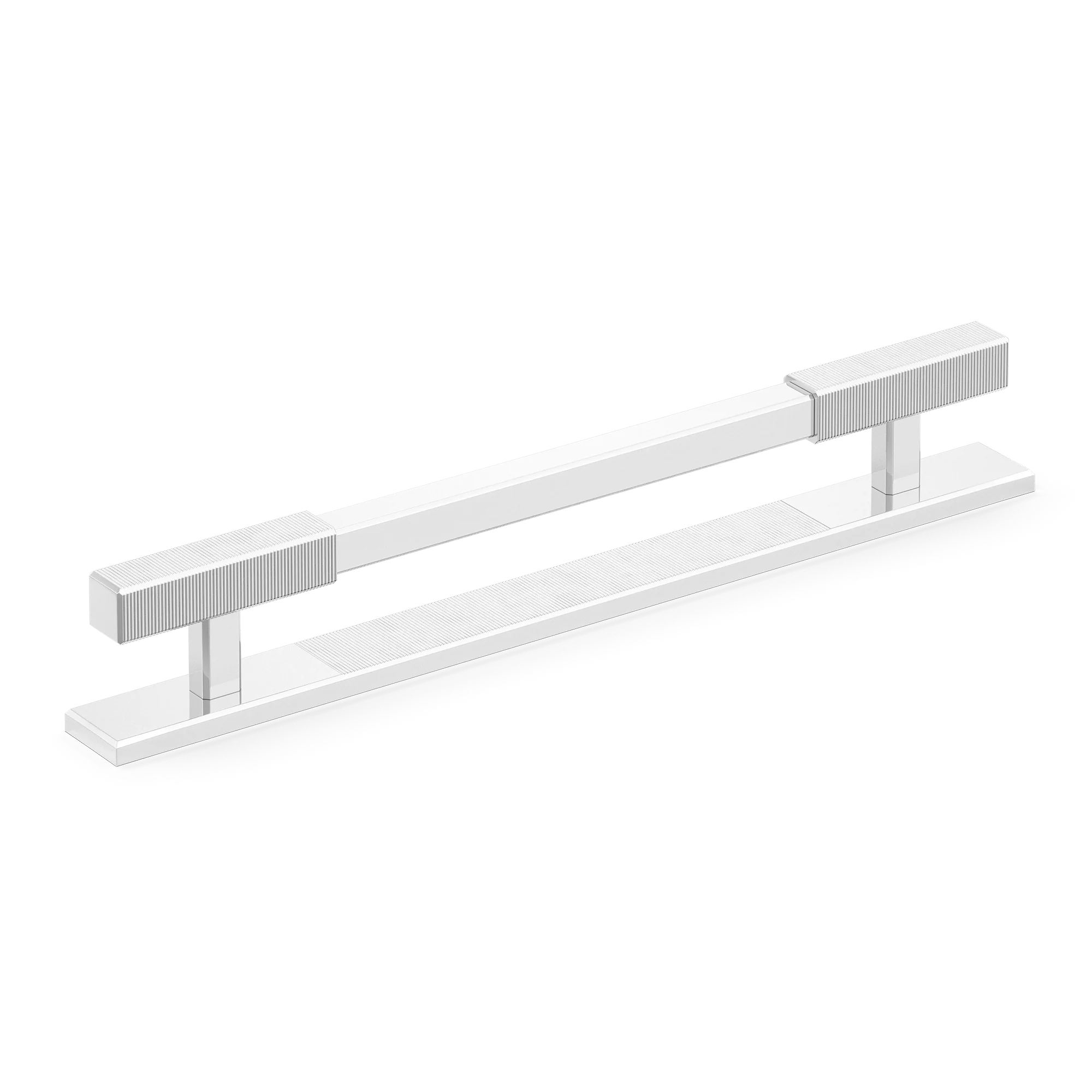 Armac Martin Digbeth Ridged Cabinet Handle with Backplate in 128mm / Polished Chrome Plate