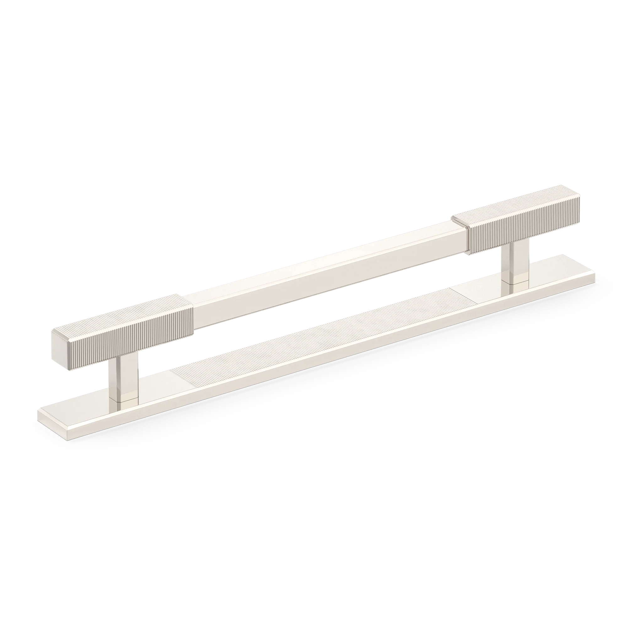 Armac Martin Digbeth Ridged Cabinet Handle with Backplate in 128mm / Polished Nickel Plate