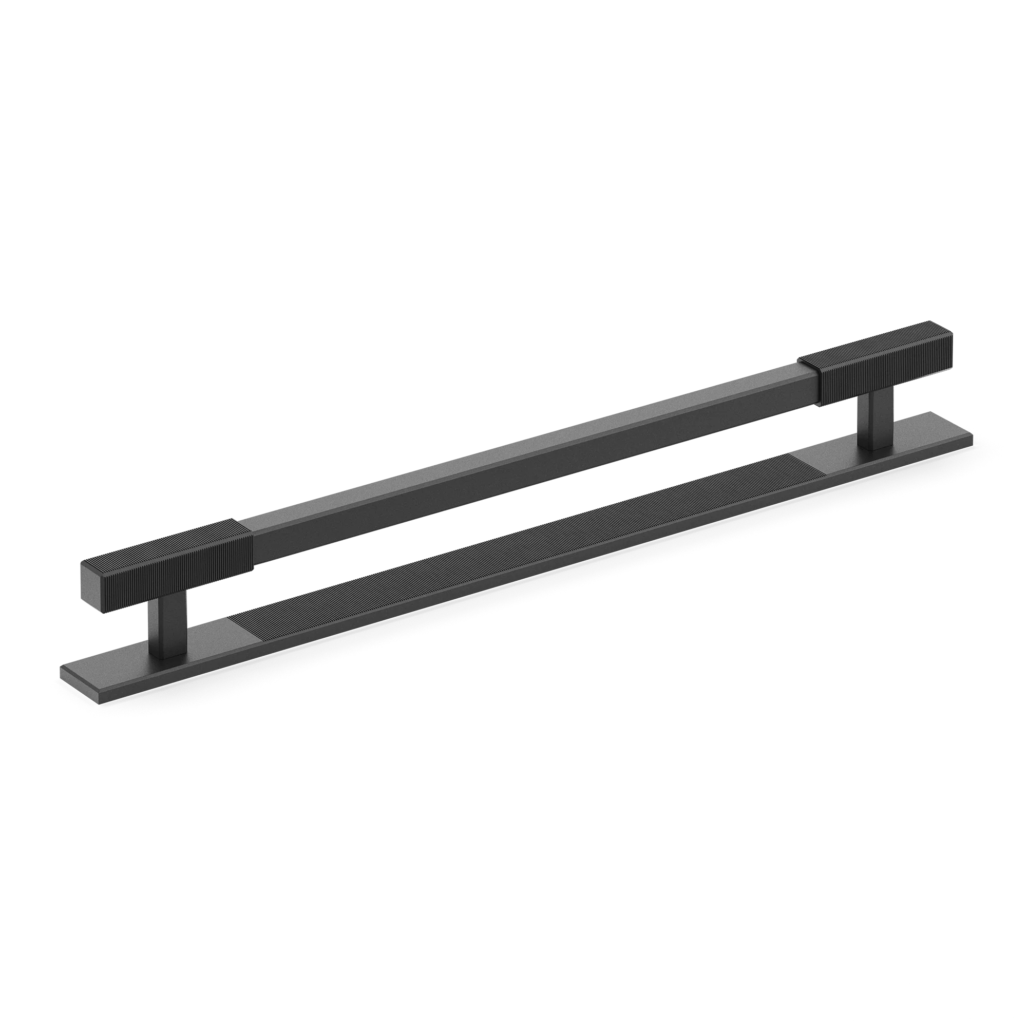 Armac Martin Digbeth Ridged Appliance Pull with Backplate in 384mm / Matt Black Lacquered
