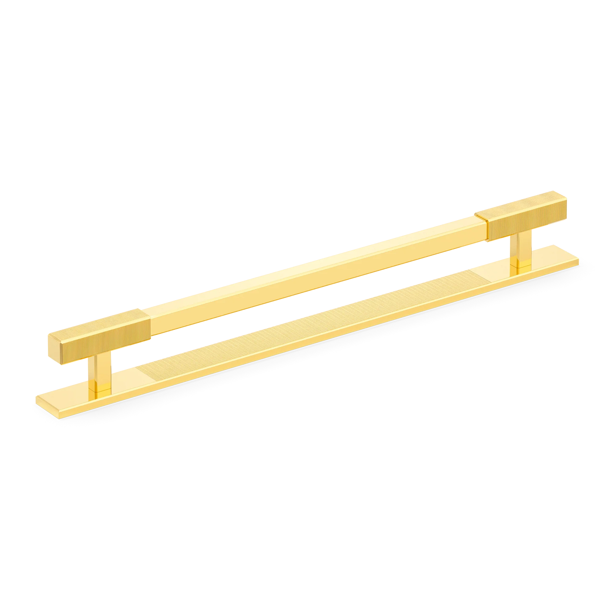 Armac Martin Digbeth Ridged Appliance Pull with Backplate in 384mm / Polished Brass Lacquered