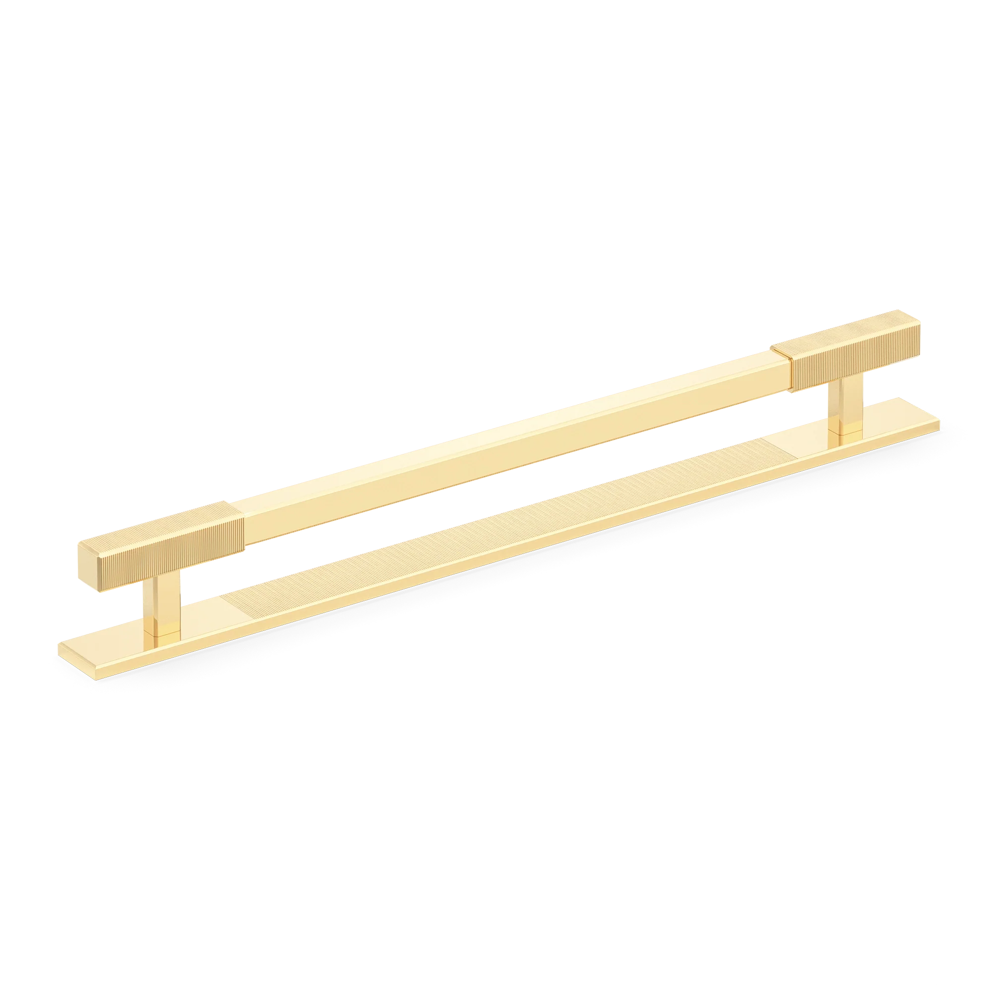 Armac Martin Digbeth Ridged Appliance Pull with Backplate in 384mm / Polished Brass Unlacquered