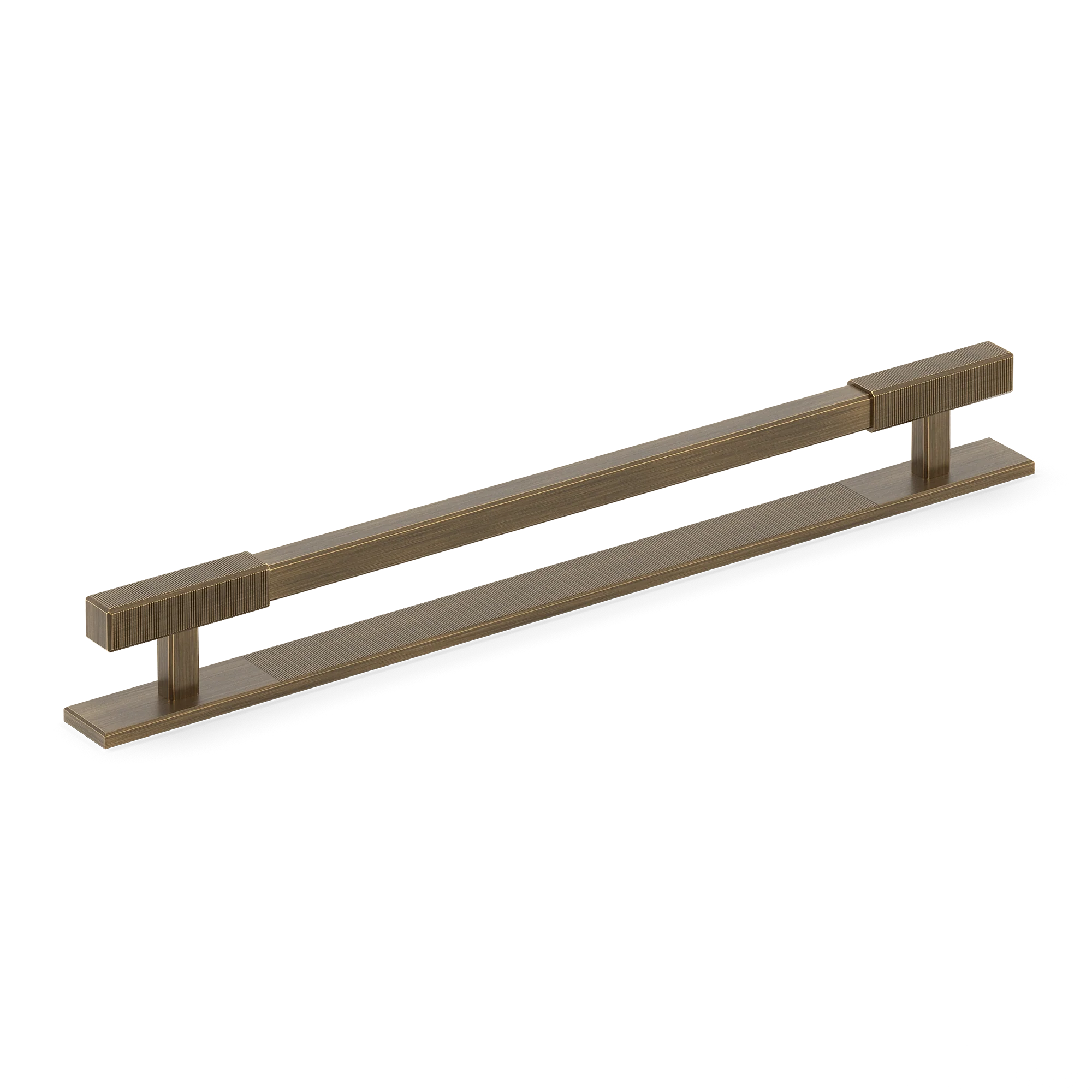 Armac Martin Digbeth Ridged Appliance Pull with Backplate in 384mm / Satin Antique Satin Lacquered