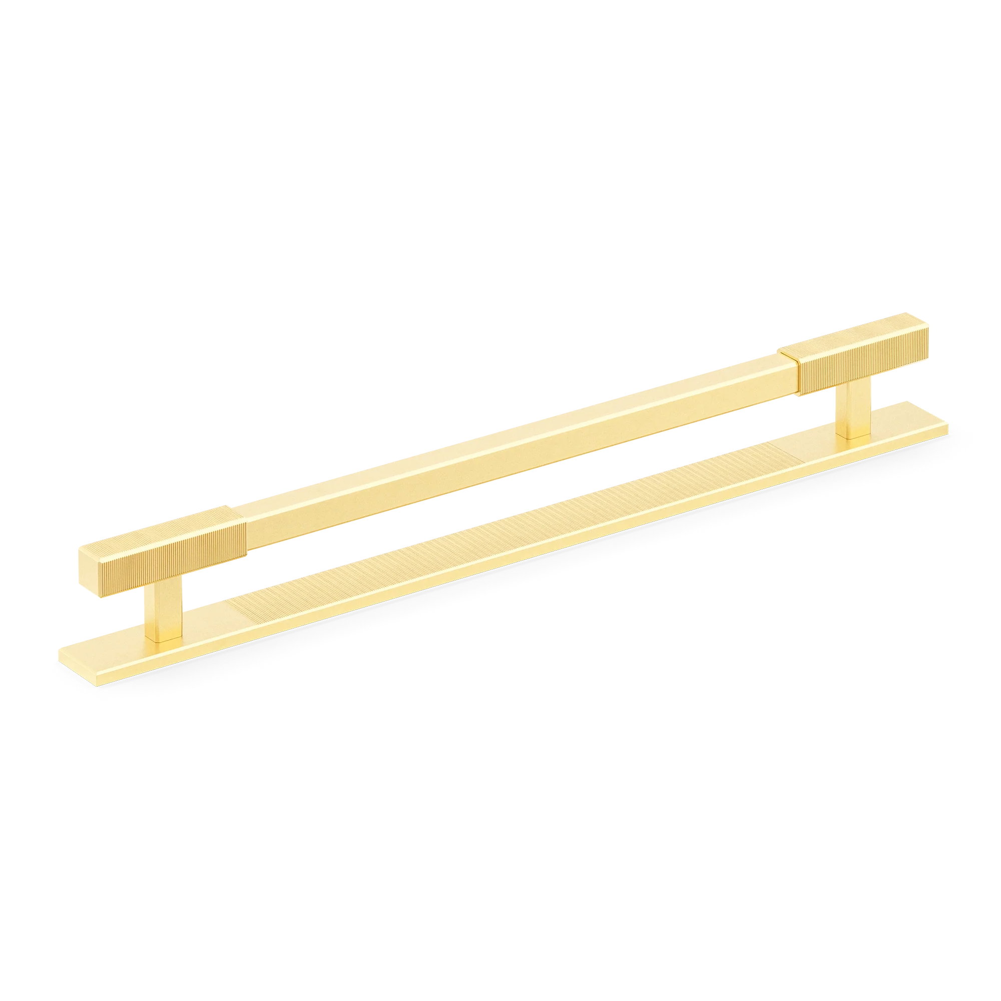 Armac Martin Digbeth Ridged Appliance Pull with Backplate in 384mm / Satin Brass Lacquered